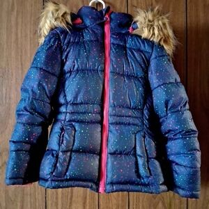 SO Kids Puffer Jacket - Blue with Pink Accents